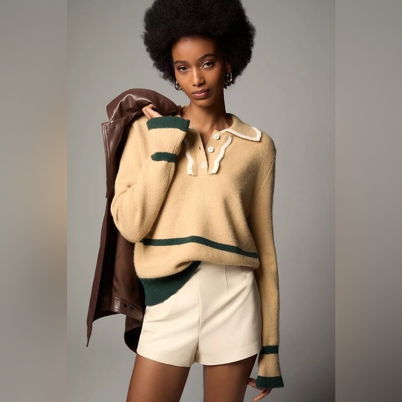 NWT Size M - Anthropologie Maeve Scallop Collared Sweater - Picture 3 of 15